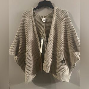 PURE KNITS BY NEON BUDDHA Taupe Women's CARDIGAN Sweater SZ S BOHO COTTON AP